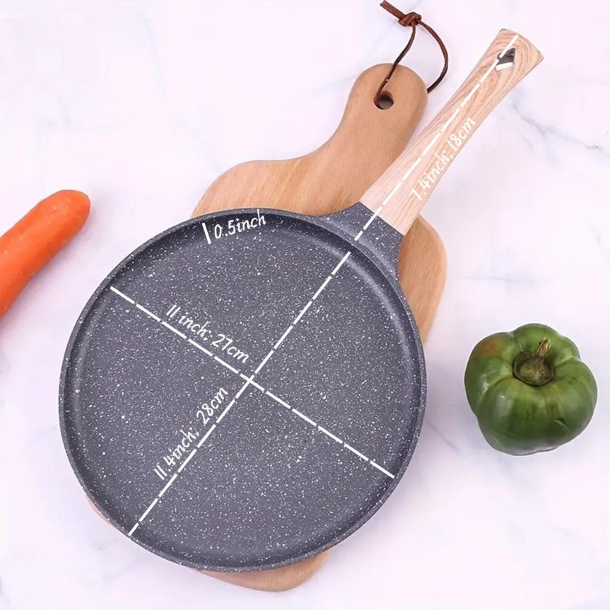 Crepe Pan with Spreader 11 Inch Dosa Tawa for Roti Indian Nonstick Chapati Pan Gray - Image 2