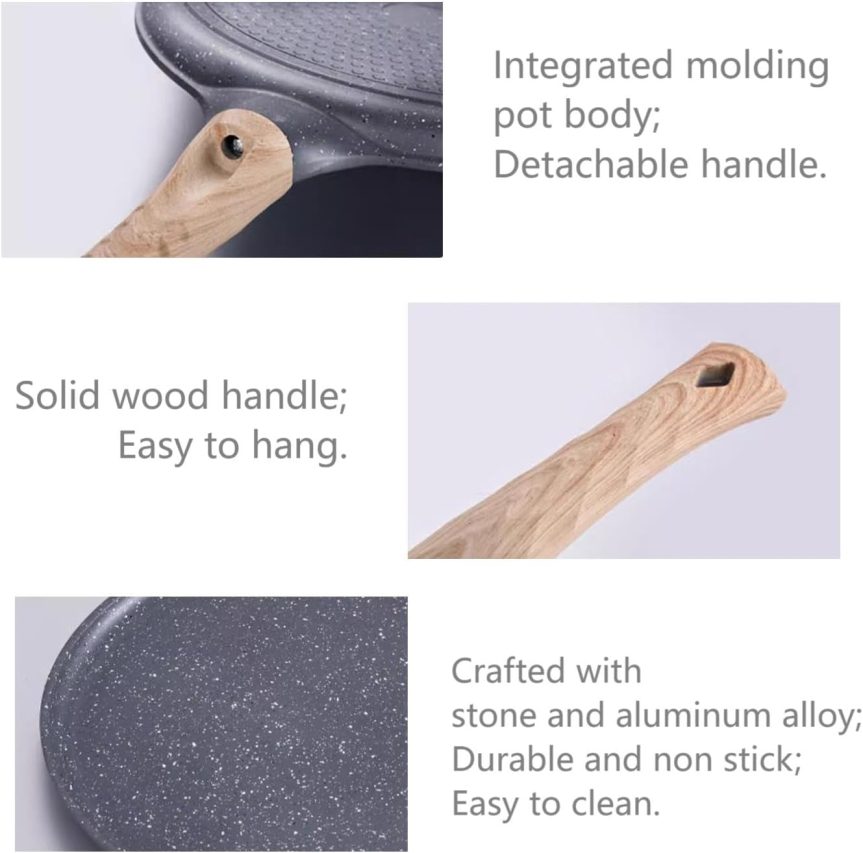 Crepe Pan with Spreader 11 Inch Dosa Tawa for Roti Indian Nonstick Chapati Pan Gray - Image 4