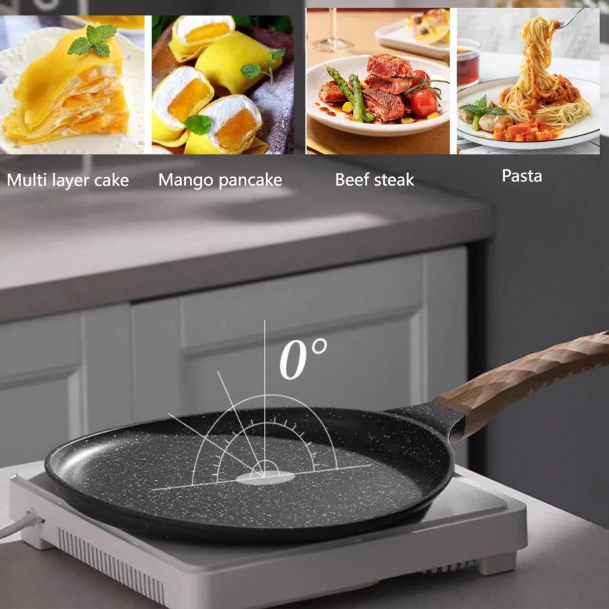Crepe Pan with Spreader 11 Inch Dosa Tawa for Roti Indian Nonstick Chapati Pan Gray - Image 5