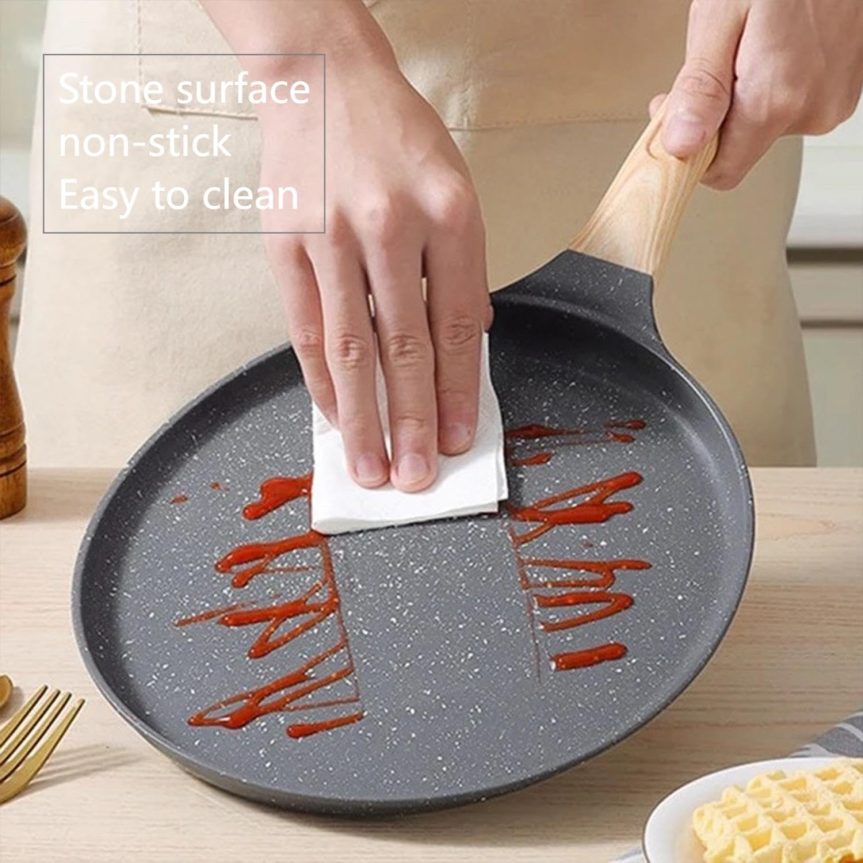 Crepe Pan with Spreader 11 Inch Dosa Tawa for Roti Indian Nonstick Chapati Pan Gray - Image 6
