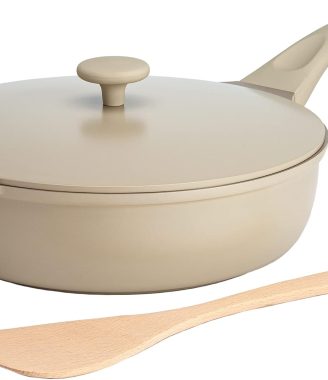 Goodful All-in-One Pan, Multilayer Nonstick, High-Performance Cast Construction, Multipurpose Design Replaces Multiple Pots and Pans, Dishwasher Safe Cookware, 11-Inch, 4.4-Quart Capacity, Linen