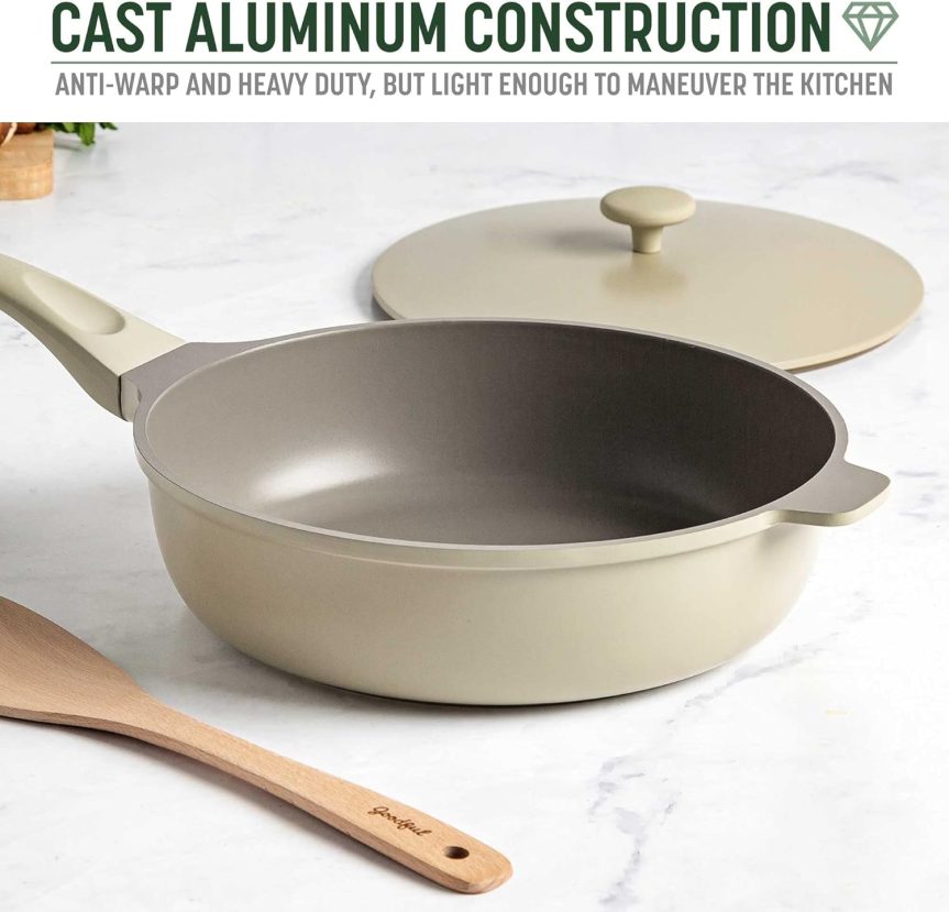 Goodful All-in-One Pan, Multilayer Nonstick, High-Performance Cast Construction, Multipurpose Design Replaces Multiple Pots and Pans, Dishwasher Safe Cookware, 11-Inch, 4.4-Quart Capacity, Linen - Image 6