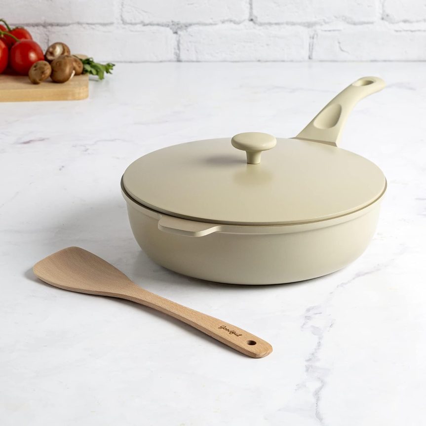 Goodful All-in-One Pan, Multilayer Nonstick, High-Performance Cast Construction, Multipurpose Design Replaces Multiple Pots and Pans, Dishwasher Safe Cookware, 11-Inch, 4.4-Quart Capacity, Linen - Image 10